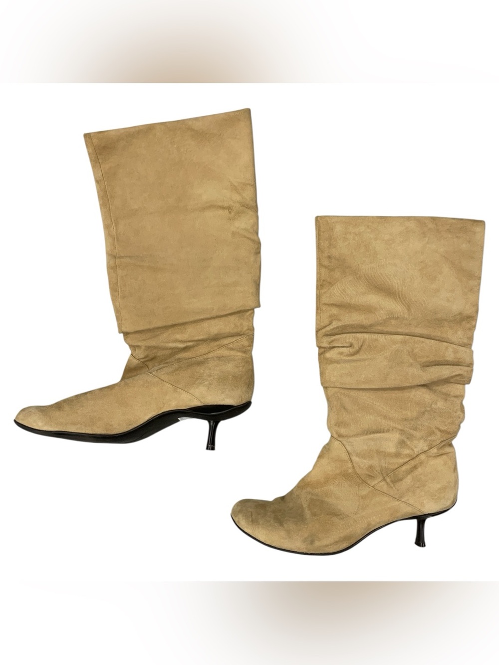 Aldo Tan Suede Slouch Knee-High Boots with Kitten Heel S9.5